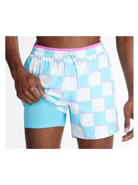 Chubbies The Pawns Checkered Swim Trunks Size XL Blue White Beach Board Shorts